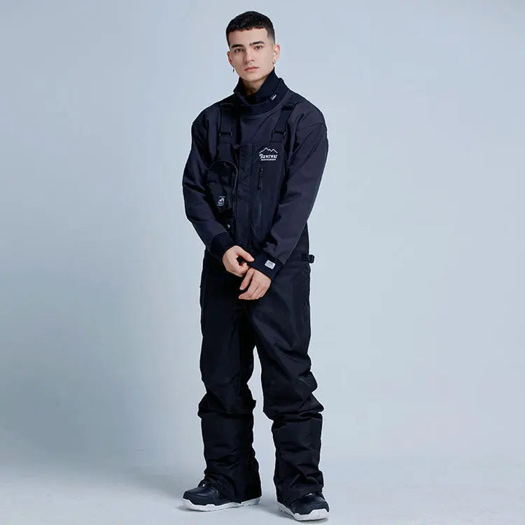 Couple Style Classical Snow Bibs Pants with Pockets Unisex