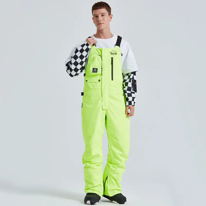Couple Style Classical Snow Bibs Pants with Pockets Unisex