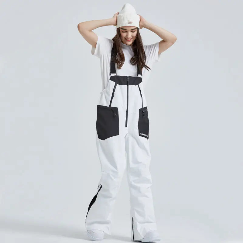 Couple Style Outdoor Ski Bibs Pants High Waist Snow Overalls
