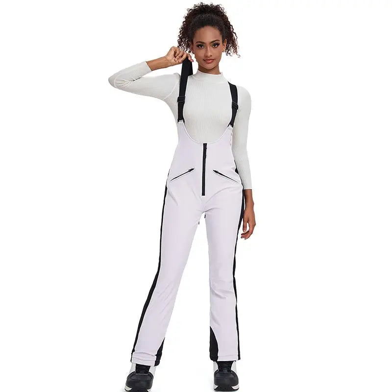 Elegant Women’s High Waist Snow Bib Pants Winter Ski Overalls