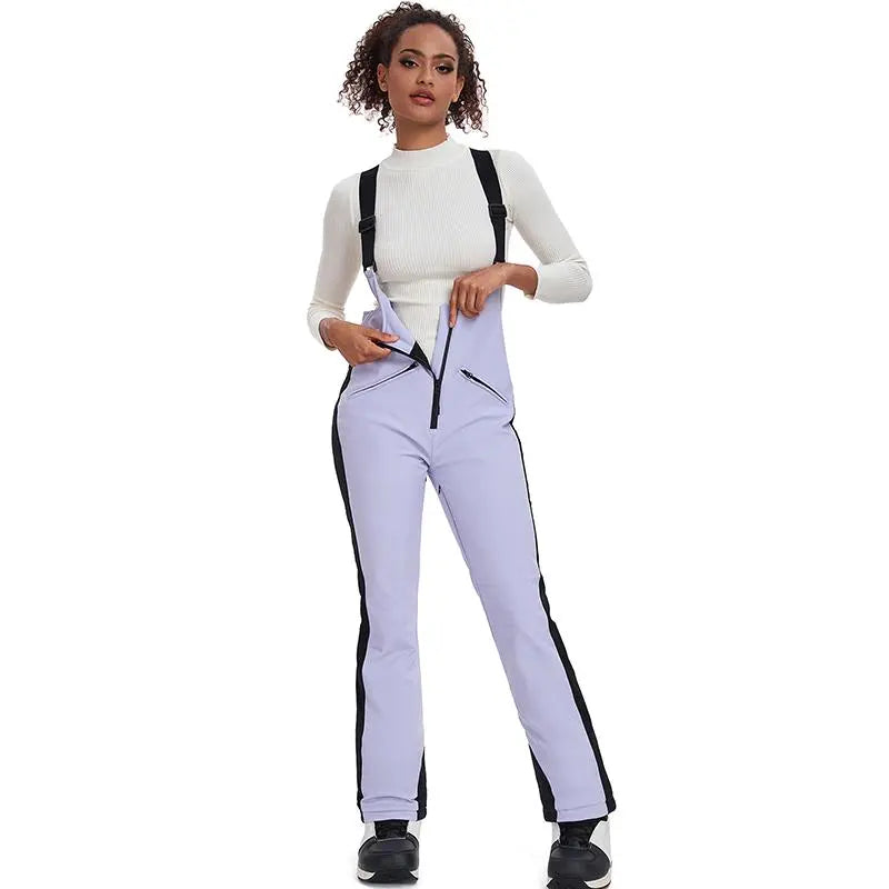 Elegant Women’s High Waist Snow Bib Pants Winter Ski Overalls