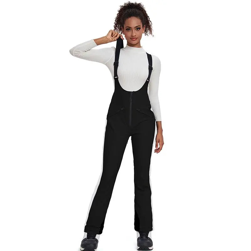 Elegant Women’s High Waist Snow Bib Pants Winter Ski Overalls