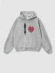 Vintage Heart Print Fleece Hoodie