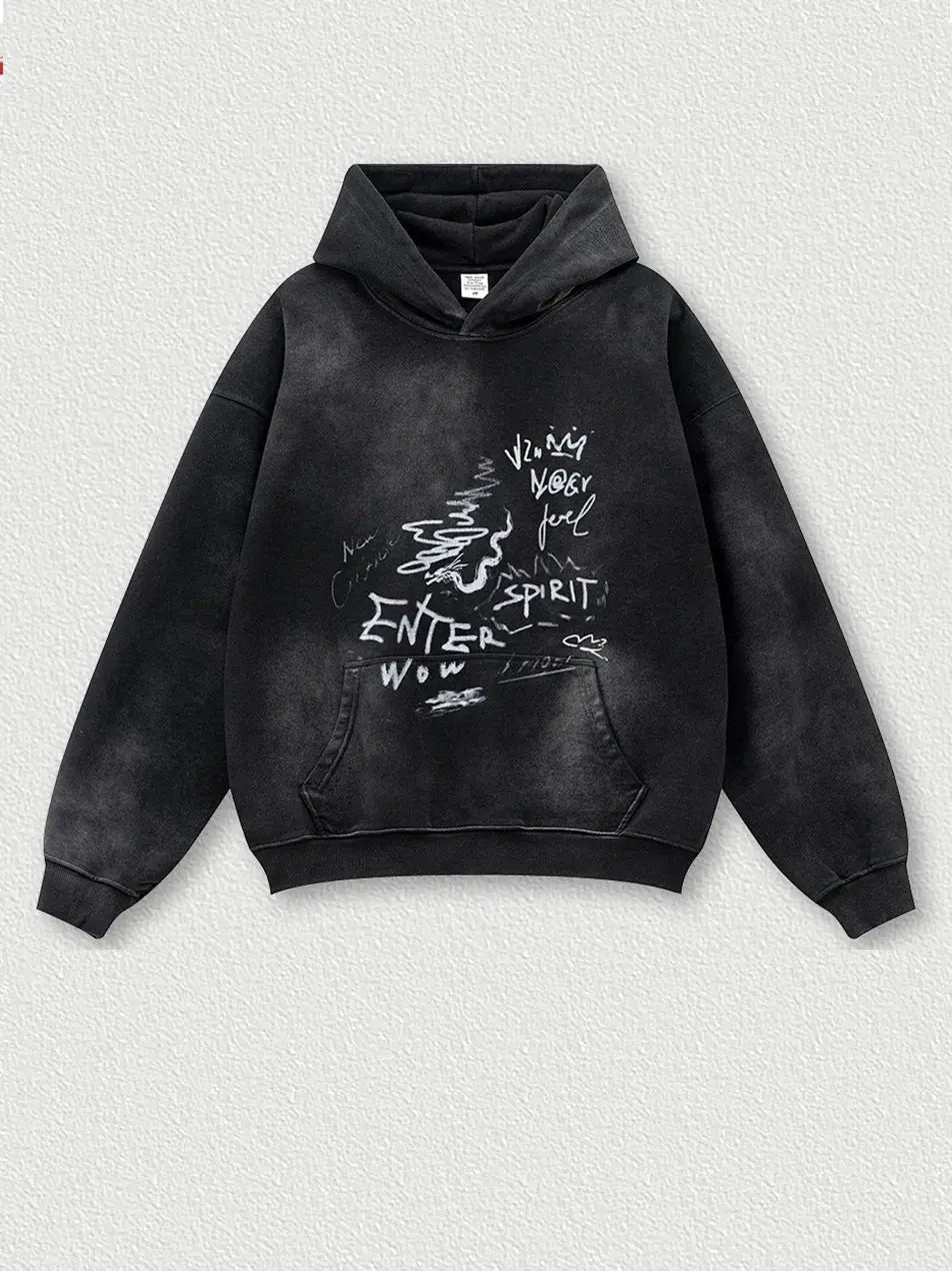 Washed Vintage Graffiti Hoodie - Emma Bridess