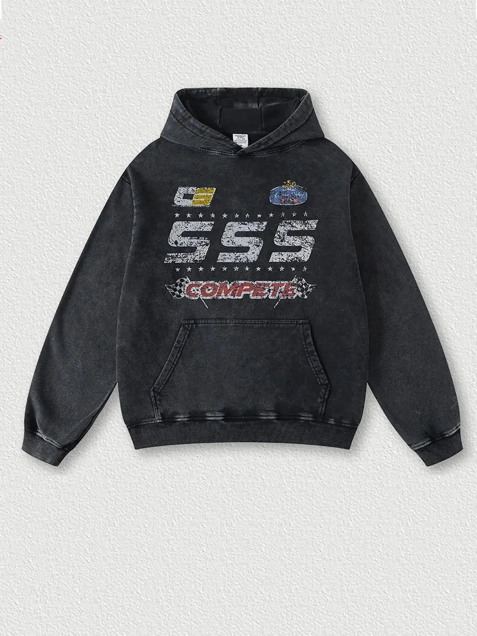 Washed Vintage Racing Element Hoodie - Emma Bridess