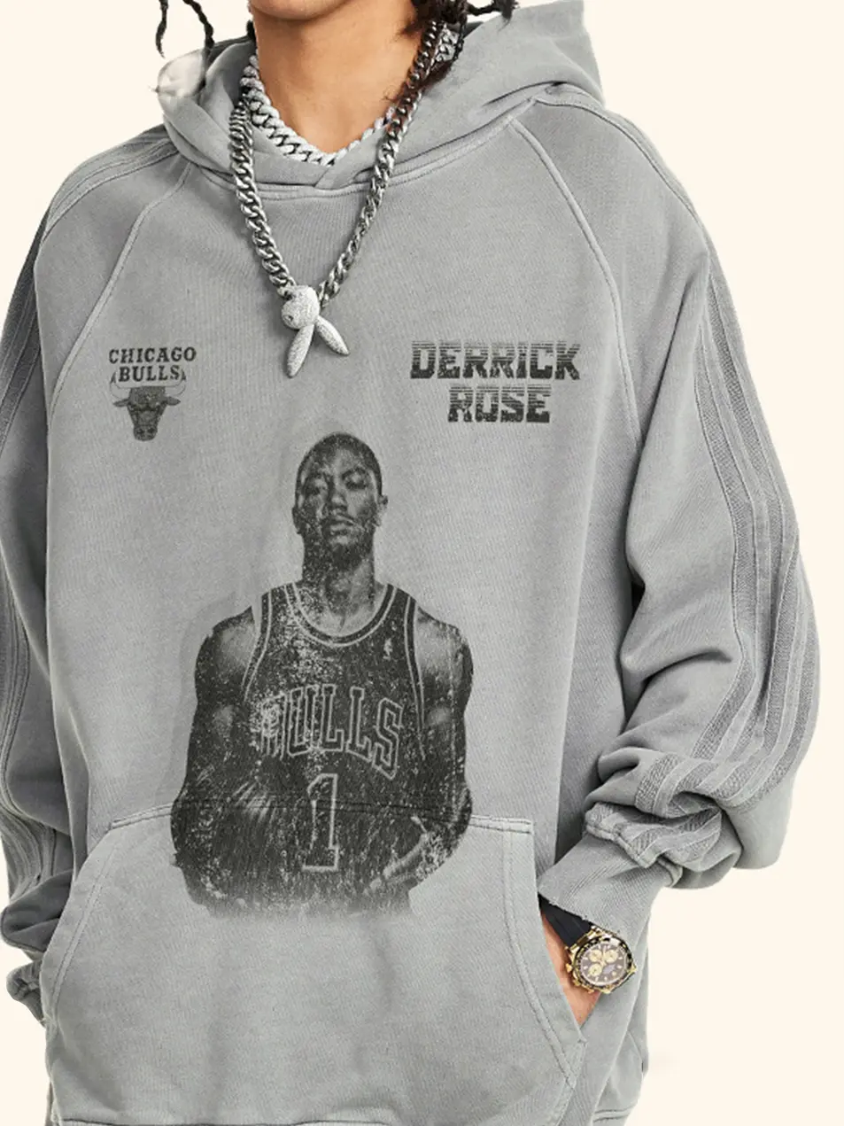 420g 100% Cotton Derrick Rose NBA Hoodie Emma Bridess
