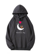 Valentine's Day Owl Love Print Cotton Hoodie Emma Bridess