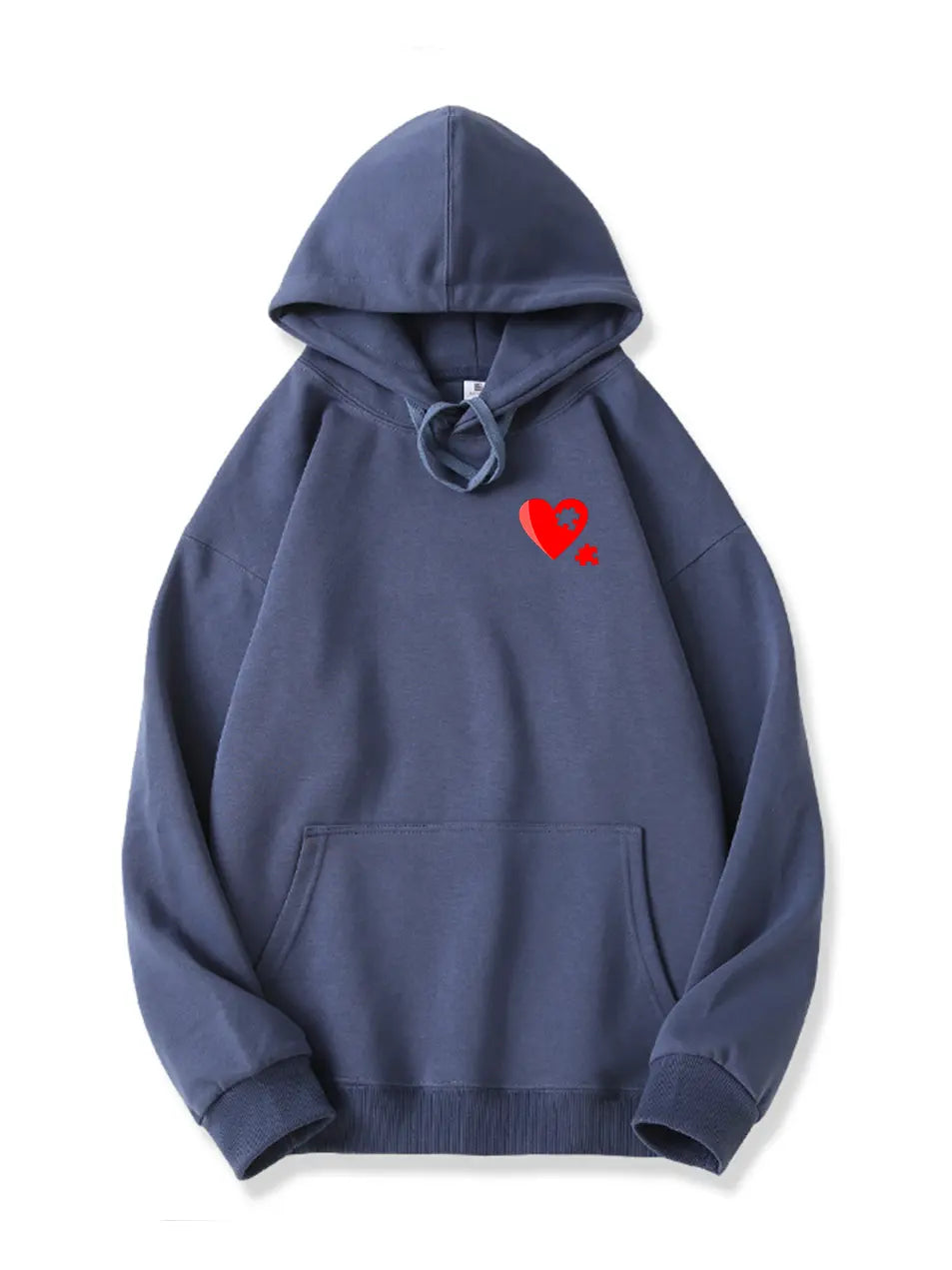 Love Puzzle Heart Print Cotton Hoodie for Valentine's Day Emma Bridess