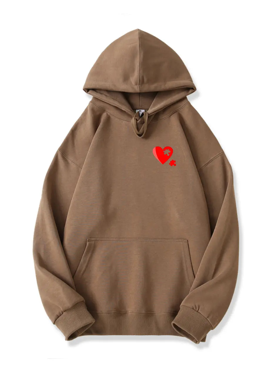 Love Puzzle Heart Print Cotton Hoodie for Valentine's Day Emma Bridess
