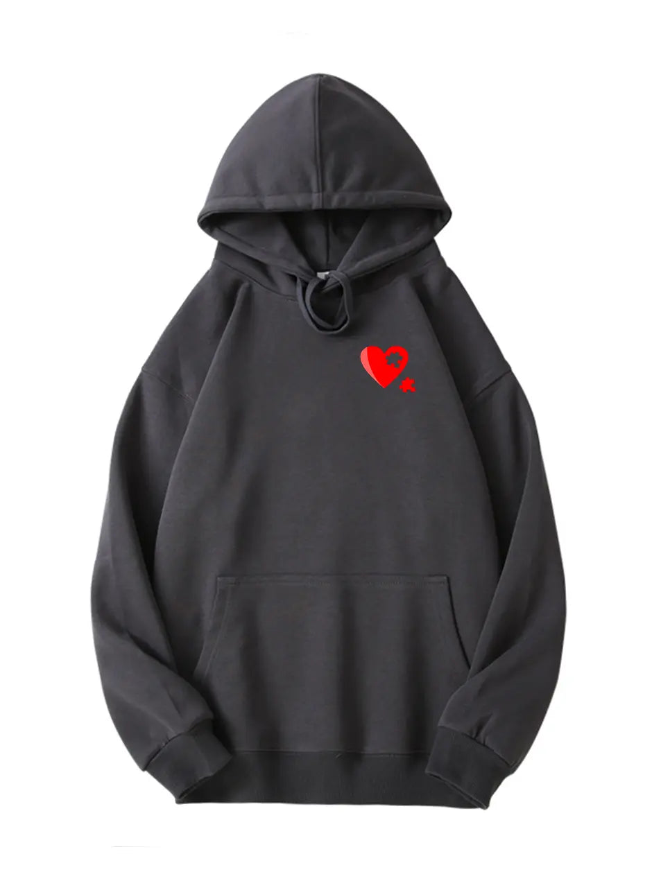 Love Puzzle Heart Print Cotton Hoodie for Valentine's Day Emma Bridess