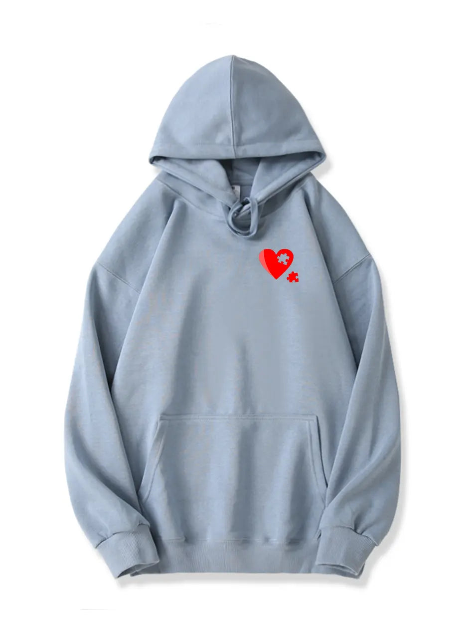 Love Puzzle Heart Print Cotton Hoodie for Valentine's Day Emma Bridess