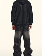 370g Vintage Wash Old Cotton Gradation Letter Printed Hoodie