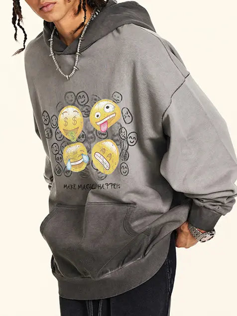 380g Emoji Wash Old Cotton Hoodie Emma Bridess