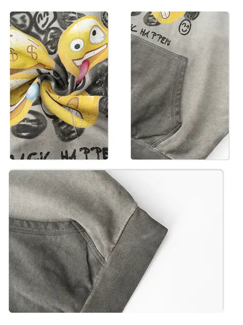 380g Emoji Wash Old Cotton Hoodie Emma Bridess