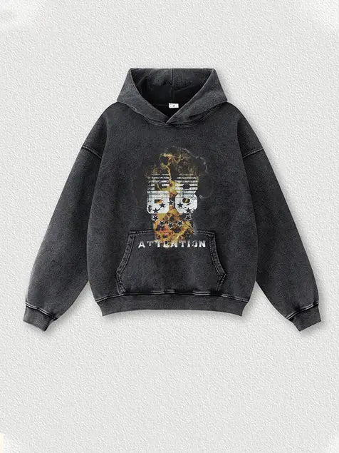 333g Vintage Number Printed Wash Old Hoodie Emma Bridess