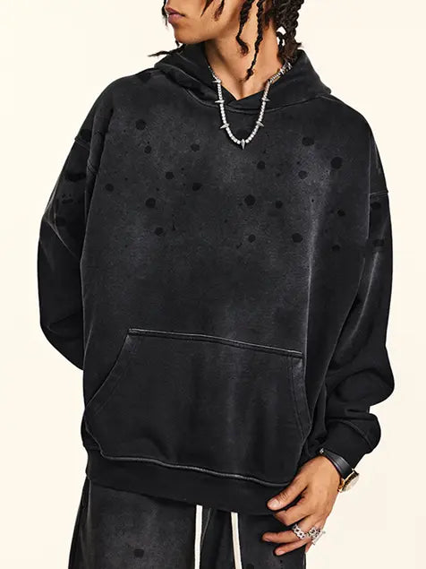 410g Wash Old Dotted Cotton Hoodie Emma Bridess