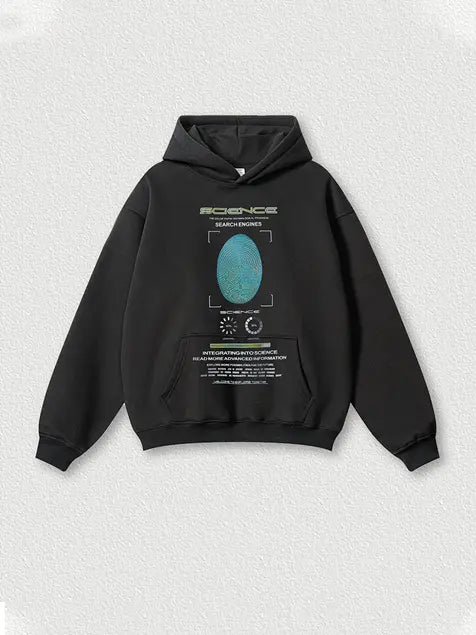 345g Vintage Wash Old Cotton Science Fingerprint Hoddie Emma Bridess