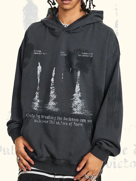 370g Cotton Vintage Wash Old Printed Hoodie Emma Bridess