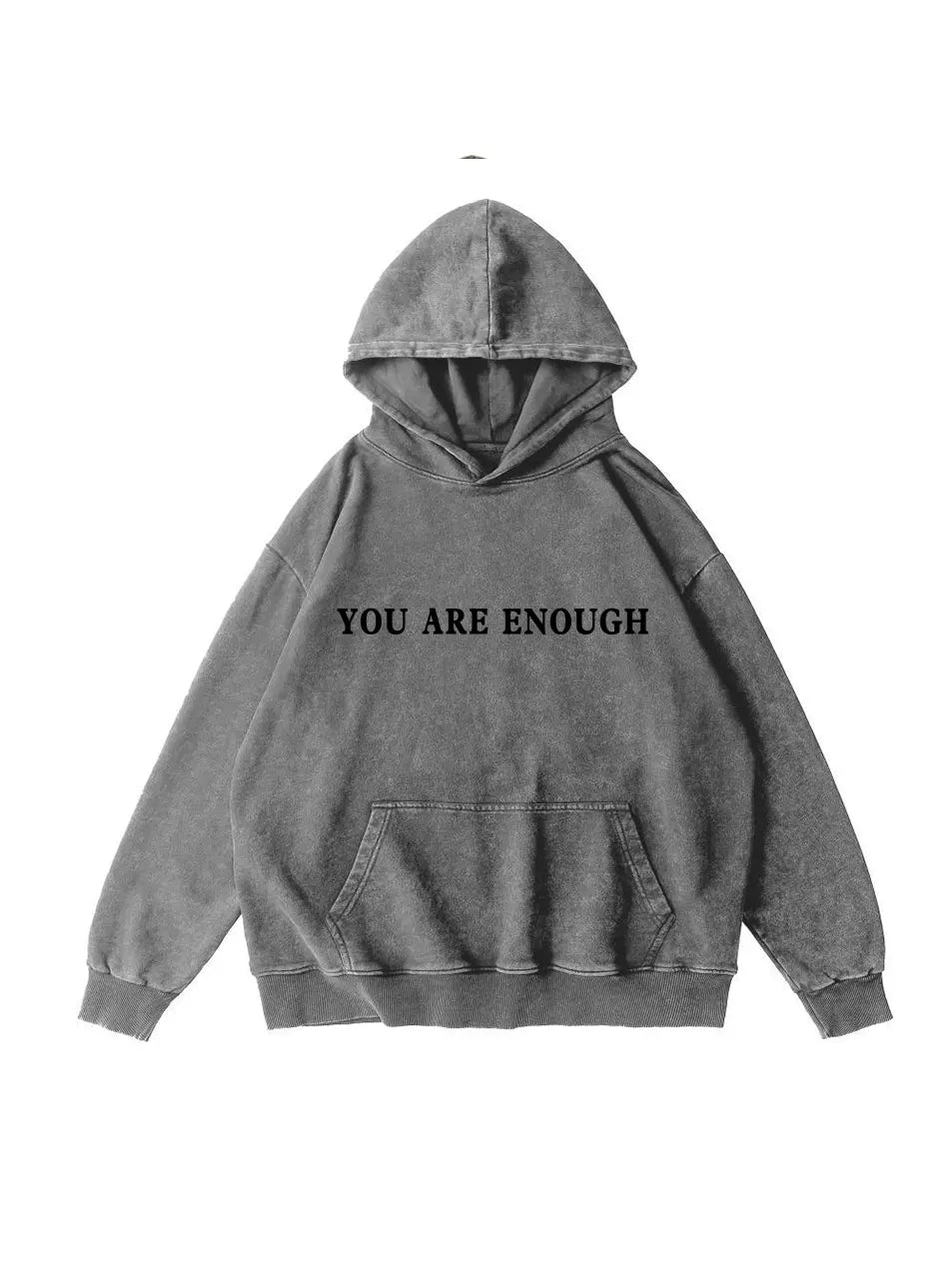 360g You Are Enough Letter Printed Wash Old Cotton Hoodie Emma Bridess