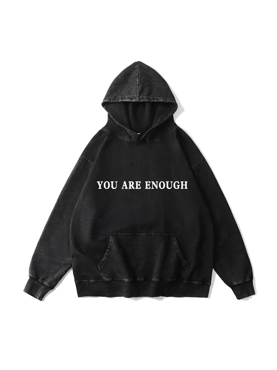 360g You Are Enough Letter Printed Wash Old Cotton Hoodie Emma Bridess