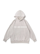 360g You Are Enough Letter Printed Wash Old Cotton Hoodie Emma Bridess
