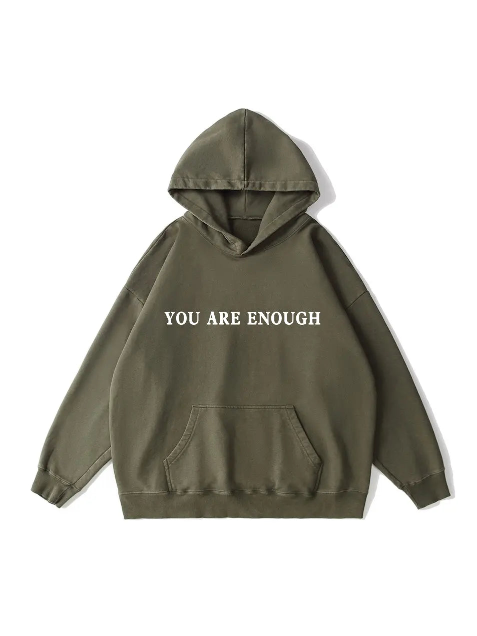 360g You Are Enough Letter Printed Wash Old Cotton Hoodie Emma Bridess