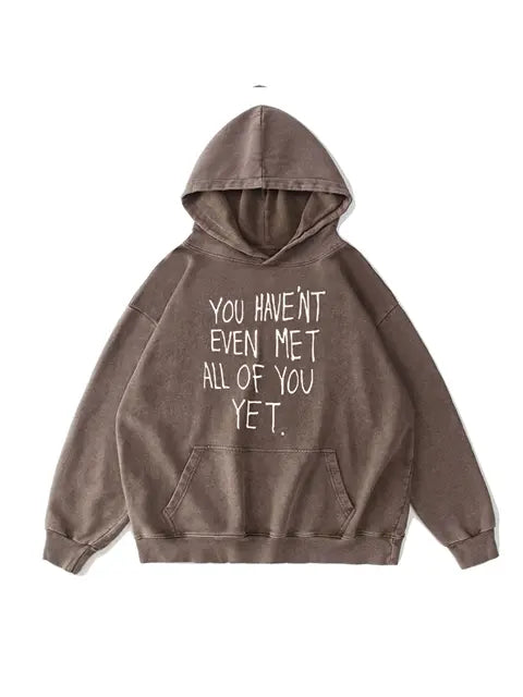 360g All Of You Letter Printed Wash Old Cotton Hoodie Emma Bridess