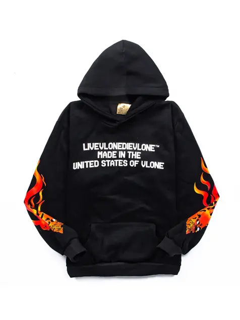 Kanye Flame Print Hoodie for Men