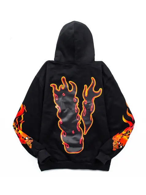 Kanye Flame Print Hoodie for Men