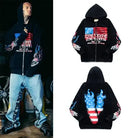 Flag Flame Zipper Cotton Hoodie Emma Bridess