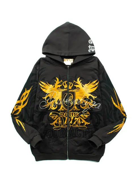 380g Goth Paris Zip-up Cotton Hoodie Emma Bridess