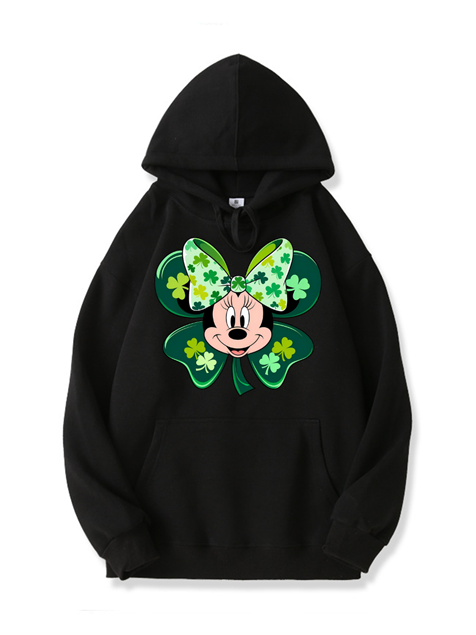 320g Minnie Printed Cotton Hoodie for St. Patrick's Day Emma Bridess