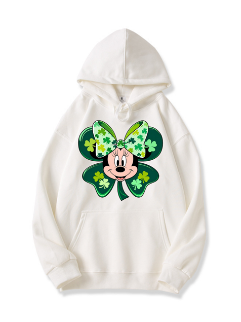 320g Minnie Printed Cotton Hoodie for St. Patrick's Day Emma Bridess