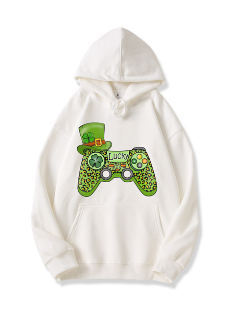 320g Green Saint Patrick Game Printed Cotton Hoodie for St. Patrick's Day Emma Bridess