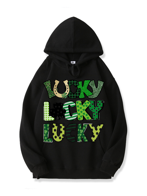 320g  Shamrock Dotted Lucky Cotton Hoodie for St. Patrick's Day Emma Bridess