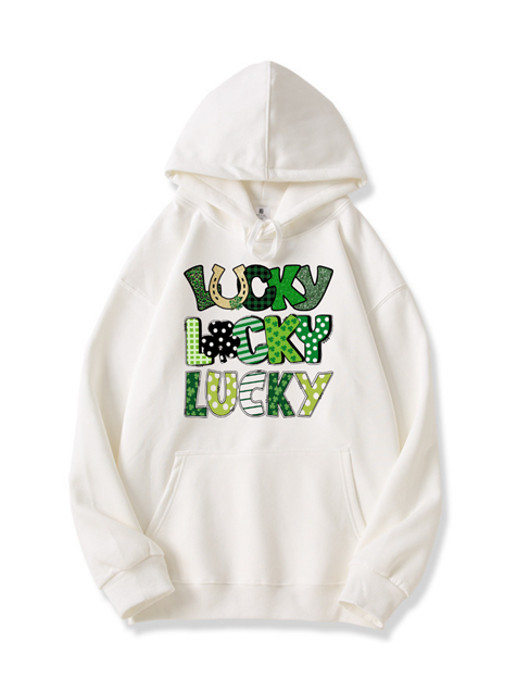 320g  Shamrock Dotted Lucky Cotton Hoodie for St. Patrick's Day Emma Bridess