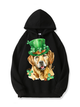 320g Golden Retriever Printed Cotton Hoodie for St. Patrick's Day Emma Bridess