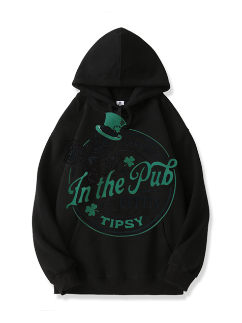 320g Beer Skull Printed Cotton Hoodie for St. Patrick's Day Emma Bridess