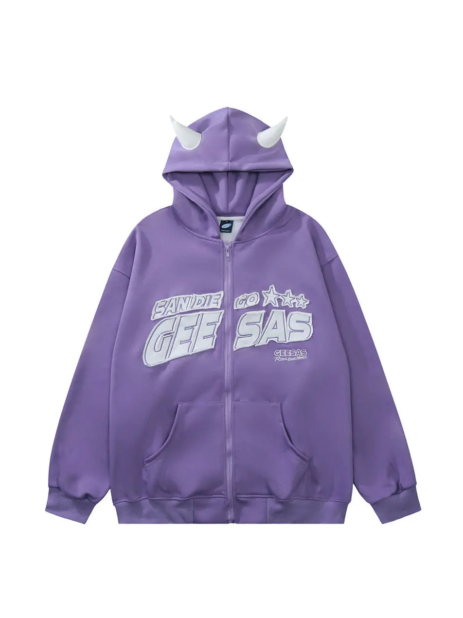 Hoodie Sweatshirt With Demon Horn Design For Women Emma Bridess