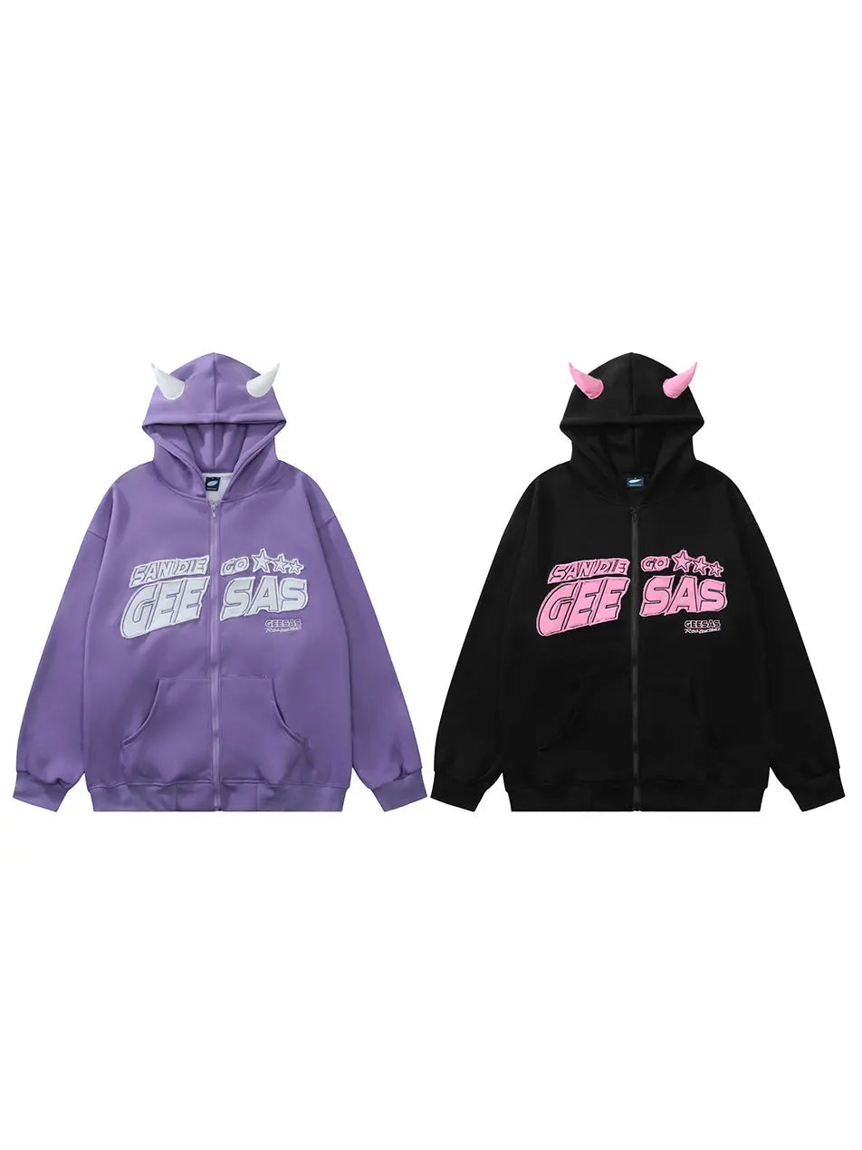 Hoodie Sweatshirt With Demon Horn Design For Women Emma Bridess