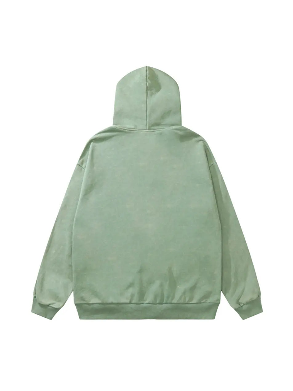 Vintage Star Print Front Zipper Hooded Sweatshirt Sports Men Casual Streetwear Emma Bridess