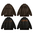 Embroidered Retro Distressed PU Bomber Jacket for Men Emma Bridess