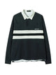 Embroidery Striped Long Sleeve Polo Sweatshirt