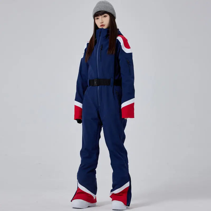 Retro Women's One-Piece Ski Jumpsuit Winter Snow Suit