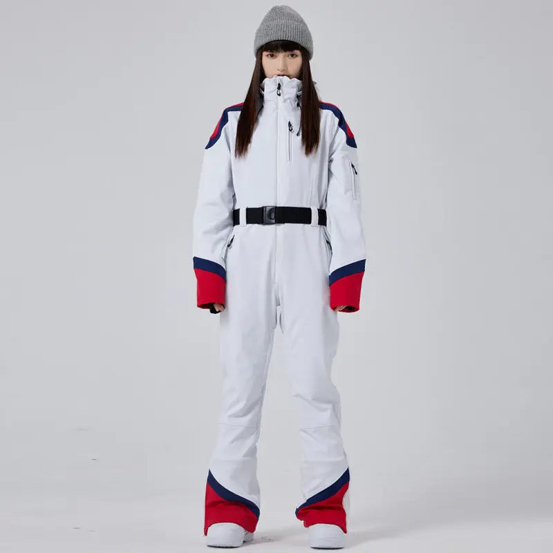 Retro Women's One-Piece Ski Jumpsuit Winter Snow Suit