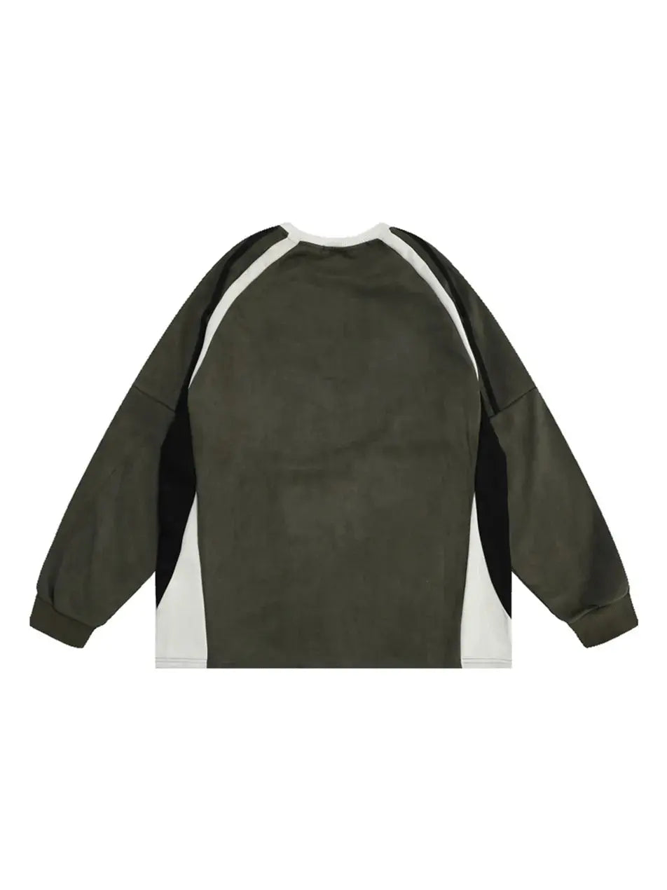 Vintage Contrast Color Letter Embroidered Sweatshirt