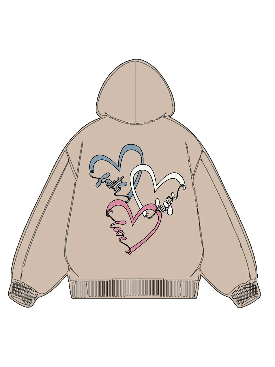 320g Love Heart Printed Cotton Hoodie for Valentine's Day Emma Bridess
