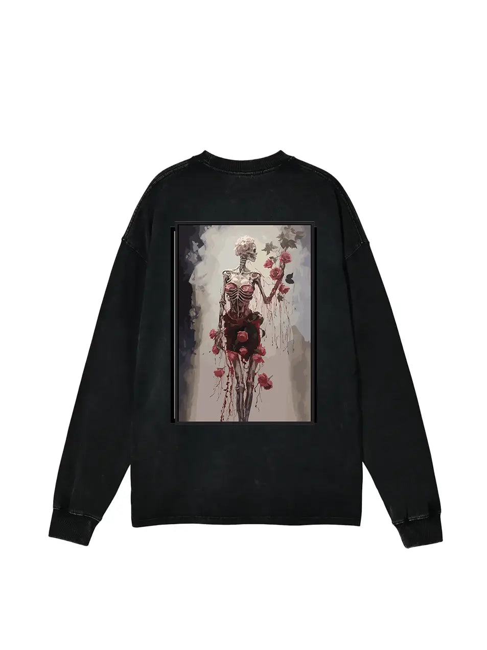 350g Cotton Heart Rose Printed Wash Old Sweatshirt for Valentine's Day Emma Bridess