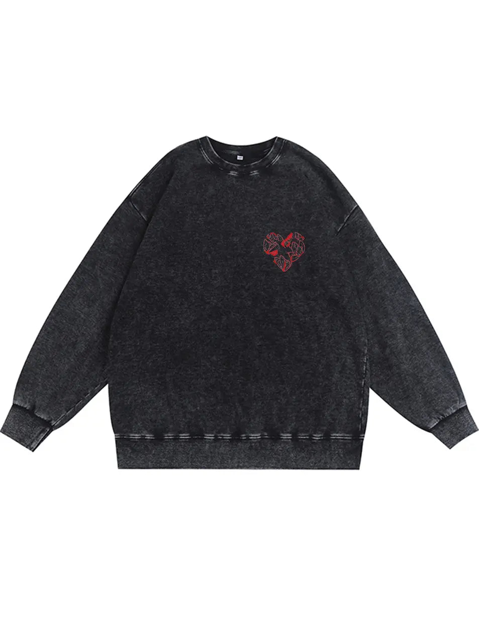350g Cotton Heart Rose Printed Wash Old Sweatshirt for Valentine's Day Emma Bridess