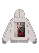 360g Cotton Heart Rose Printed Wash Old Hoodie for Valentine's Day Emma Bridess